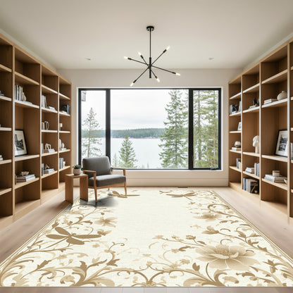 Tawny Dragonfly Floral Border Rug