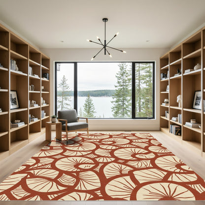 Terracotta Organic Swirl Abstract Rug