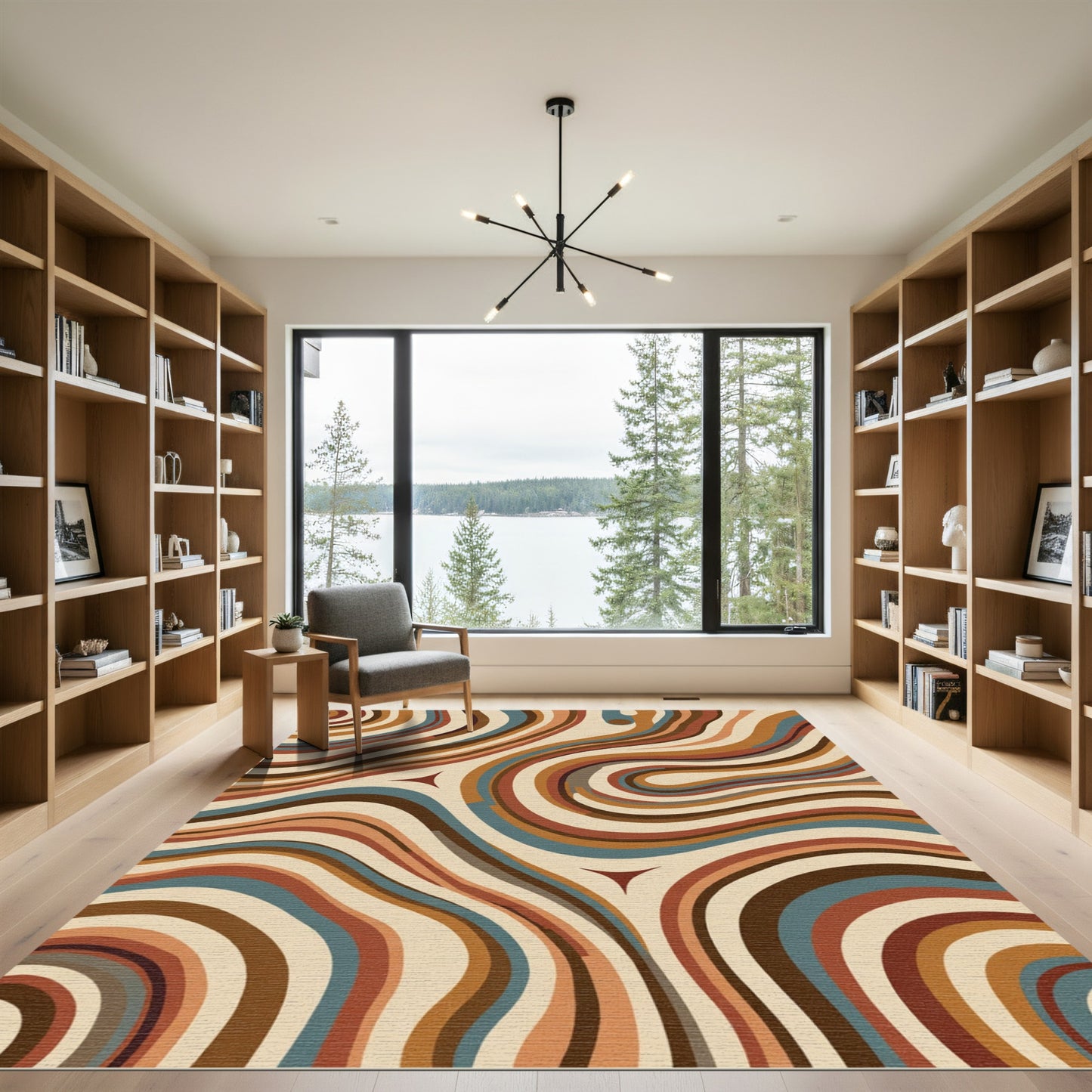 Retro Earthy Swirl Abstract Rug