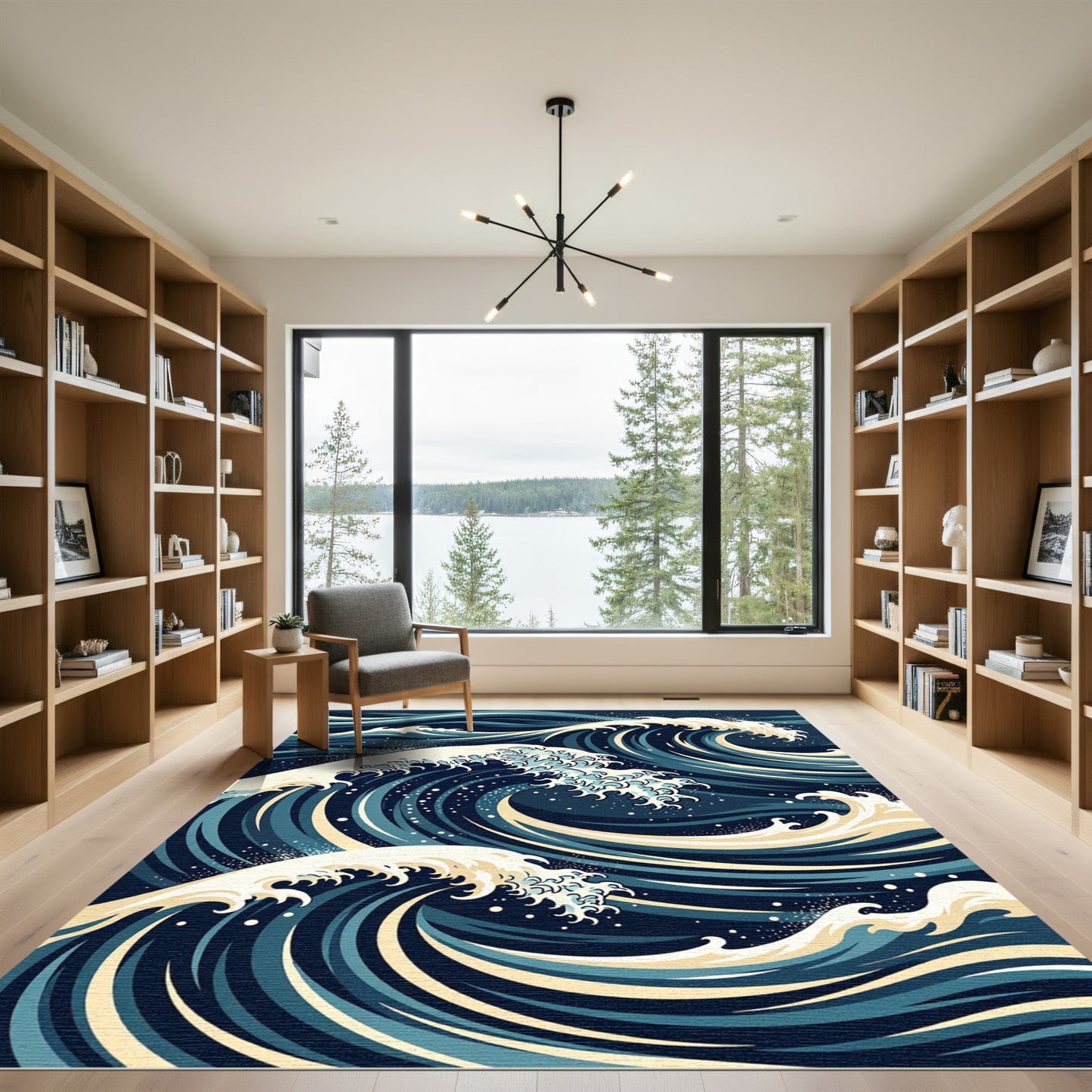 Marine Aqua Coastal Swirling Seas Rug