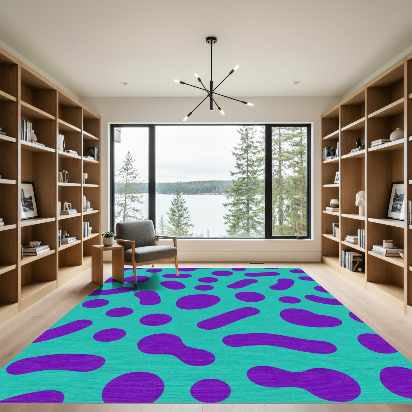 Teal Purple Polka Dot Amoeba Rug