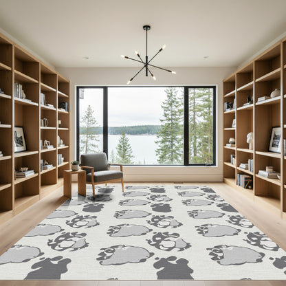 Abstract Gray Cloud Clusters Rug
