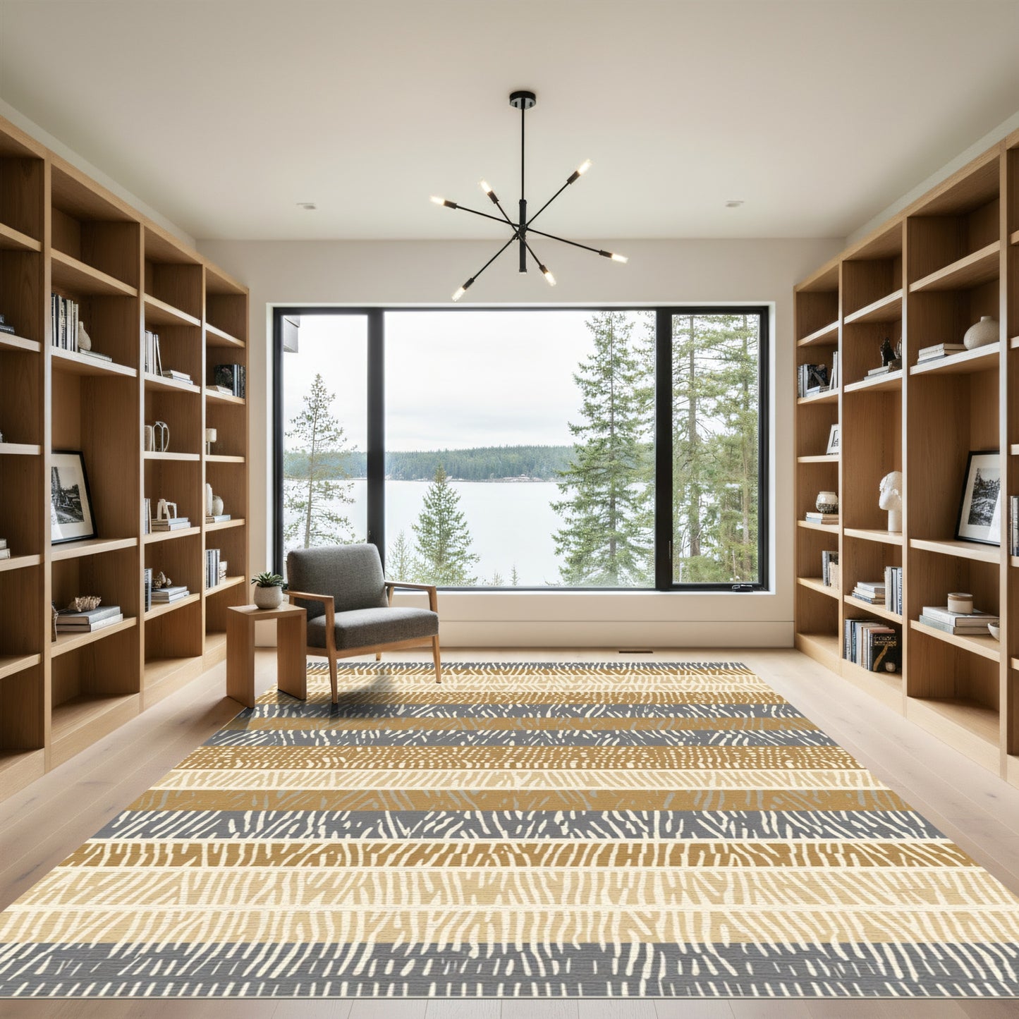 Earthy Geometric Stripes Rug