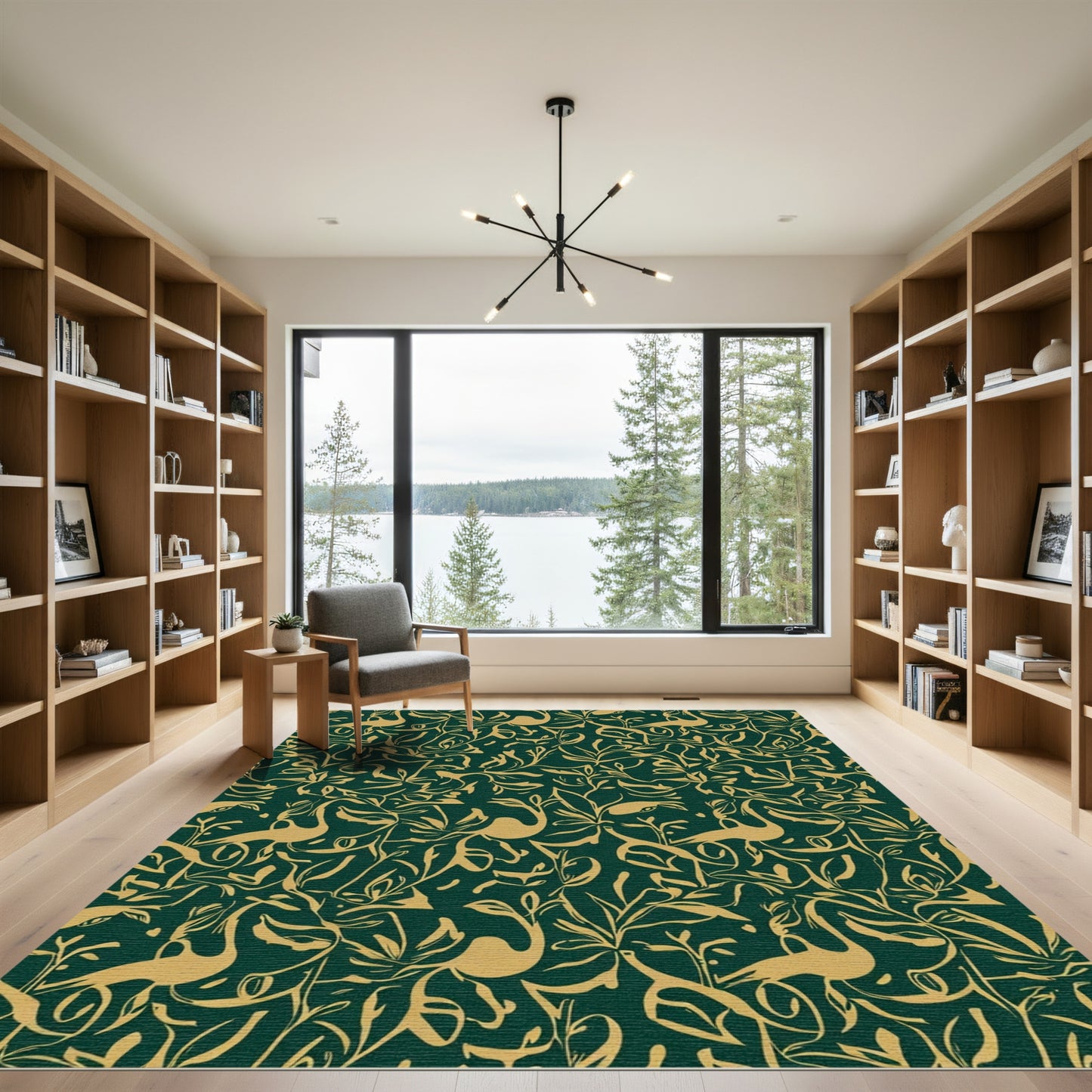 Regal Gold Crane Forest Rug