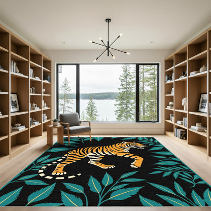 Bold Tiger Tropical Foliage Rug