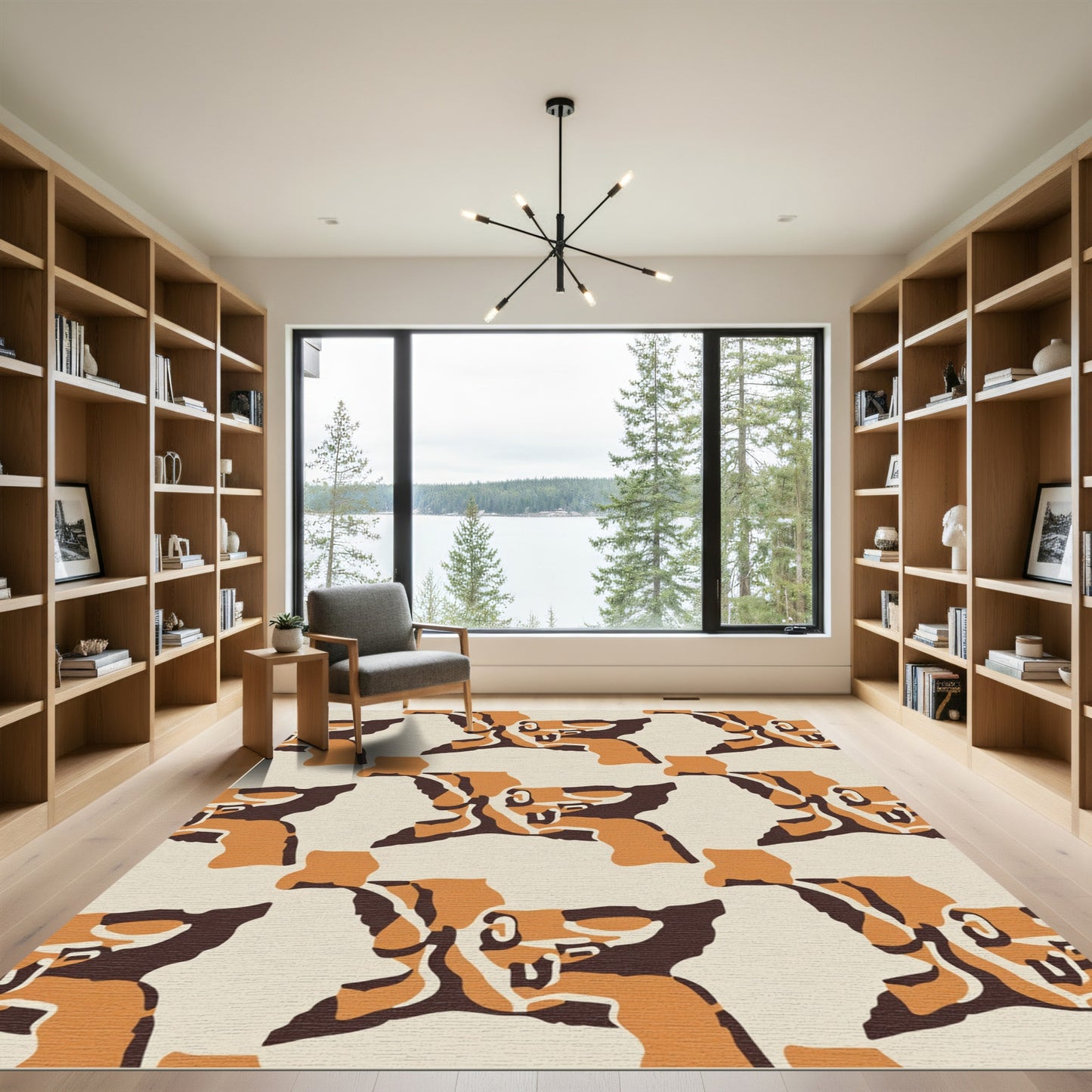 Orange and Brown Abstract Collage Rug