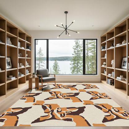 Orange and Brown Abstract Collage Rug