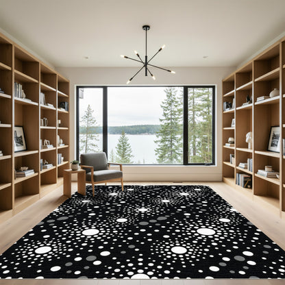 Black White Circles Starburst Rug