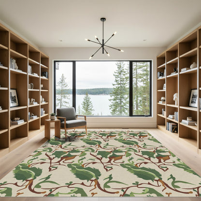 Verdant Leaf Vine Scroll Work Rug