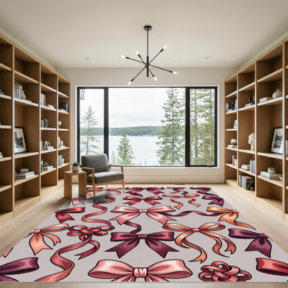 Elegant Rose Ribbon Bow Wallcovering Rug