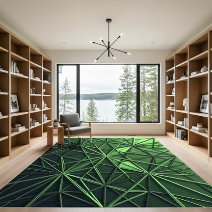 Emerald Geometric Intersecting Linear Structure Rug