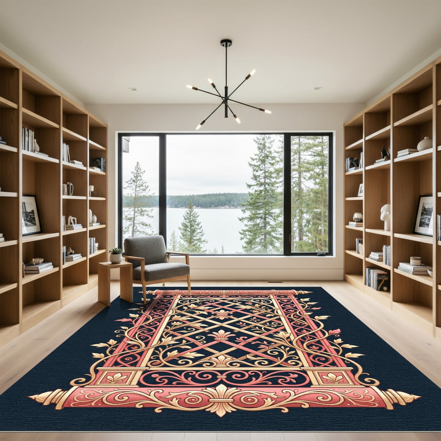 Ornate Royal Scroll Vine and Fleur-de-lis Rug