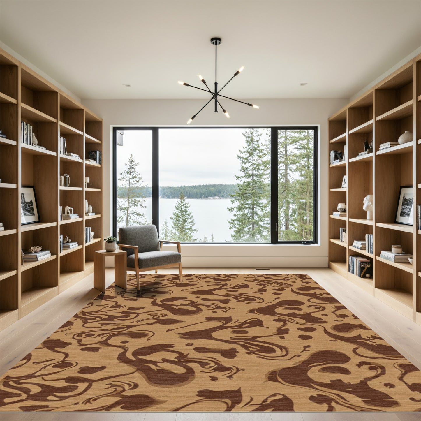 Brown Swirls Fluid Abstract Rug