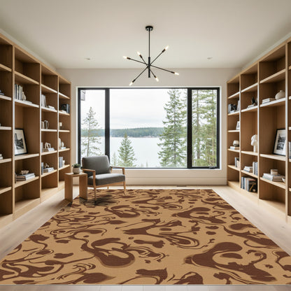 Brown Swirls Fluid Abstract Rug