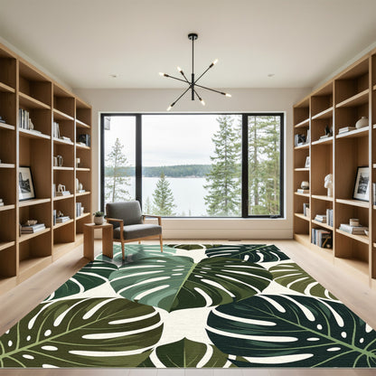 Deep Green Monstera Leaf Collection Rug