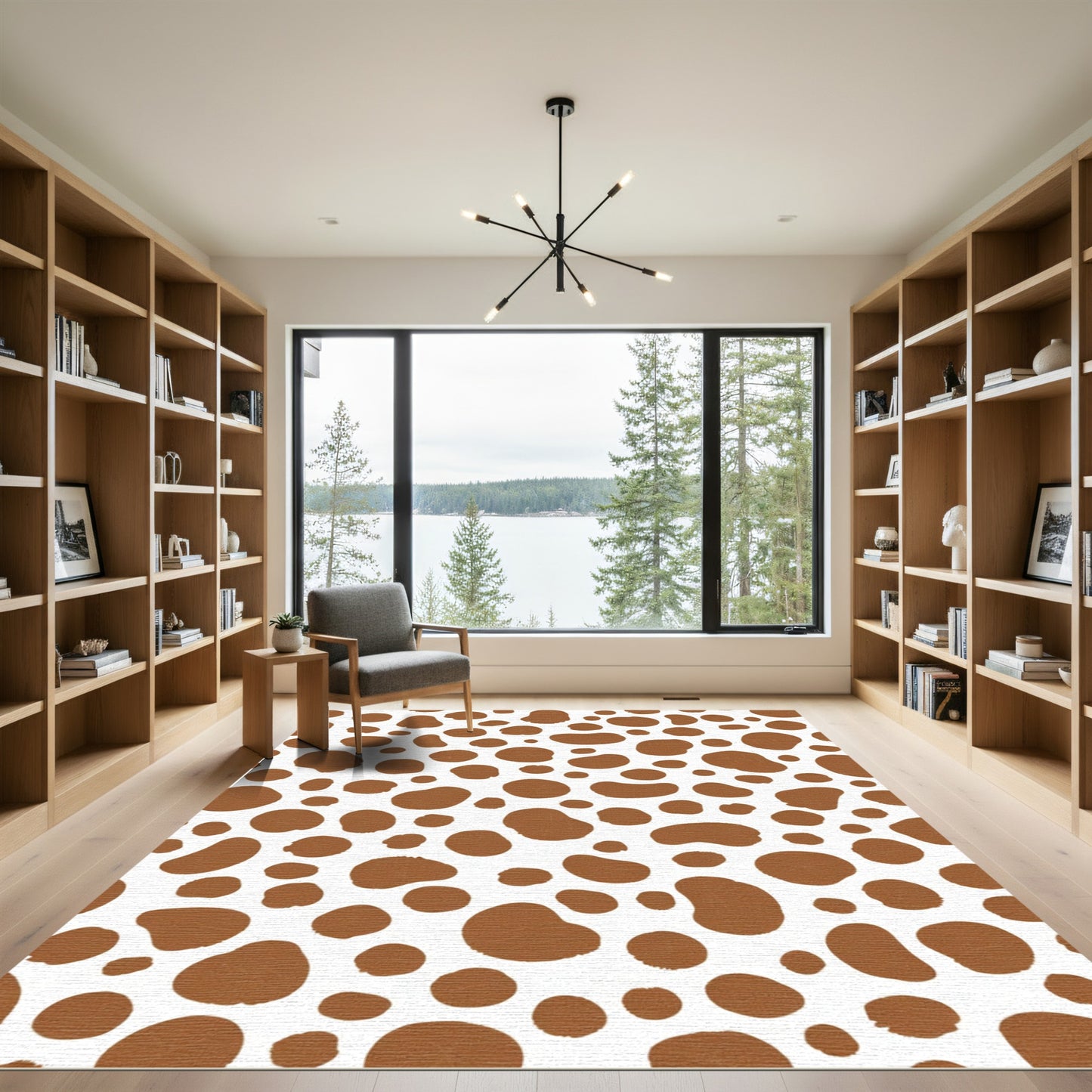 Brown Spotted Random Abstract Rounds Rug