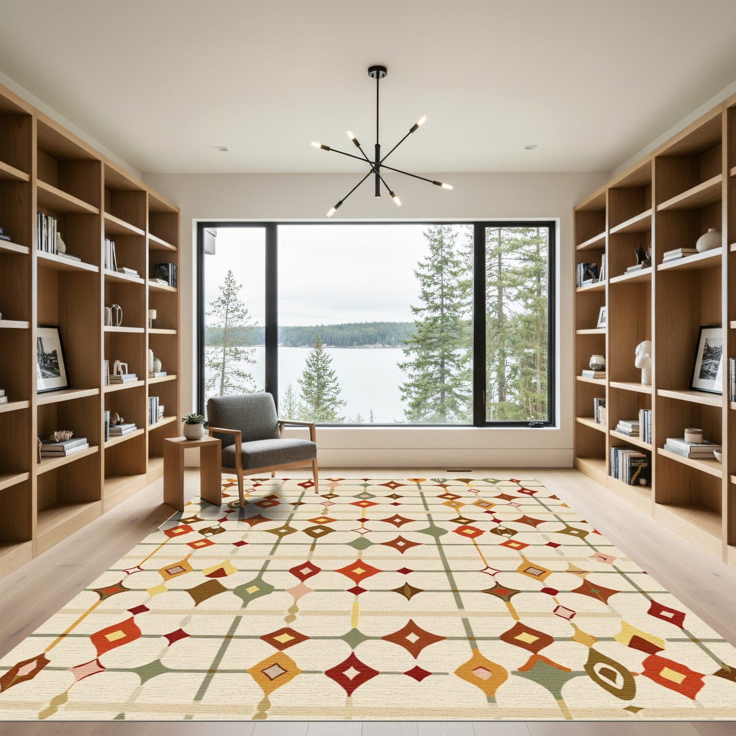 Retro Mid-Century Mid-Century Gem Grid Rug