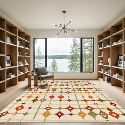 Retro Mid-Century Mid-Century Gem Grid Rug