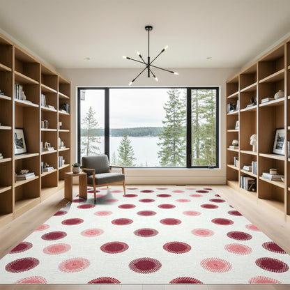 Crimson Pink Polka Dot Circles Rug