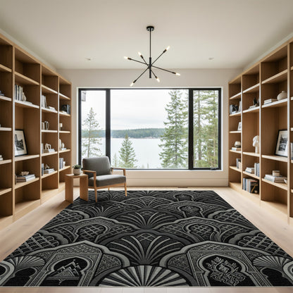Intricate Silver Archway Fan Medallion Rug