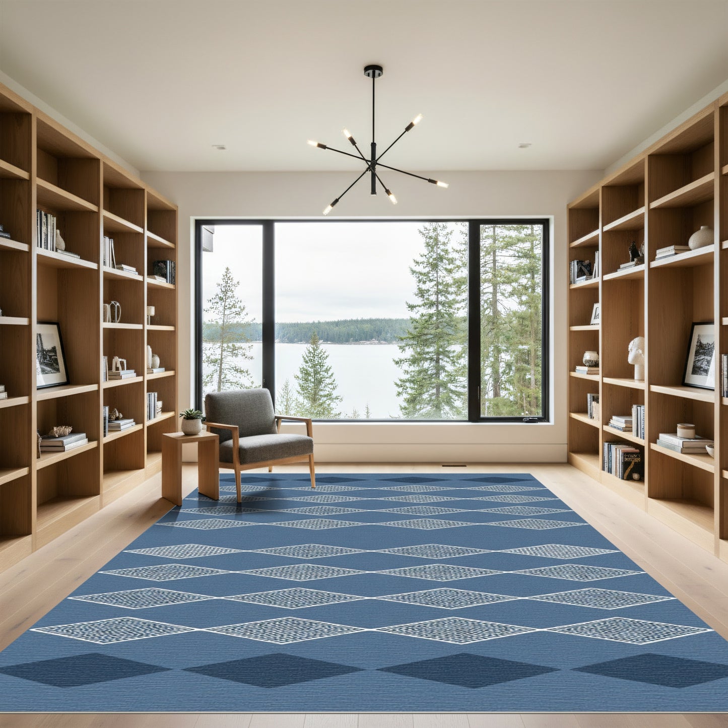 Deep Blue Diamond Inlay Rug