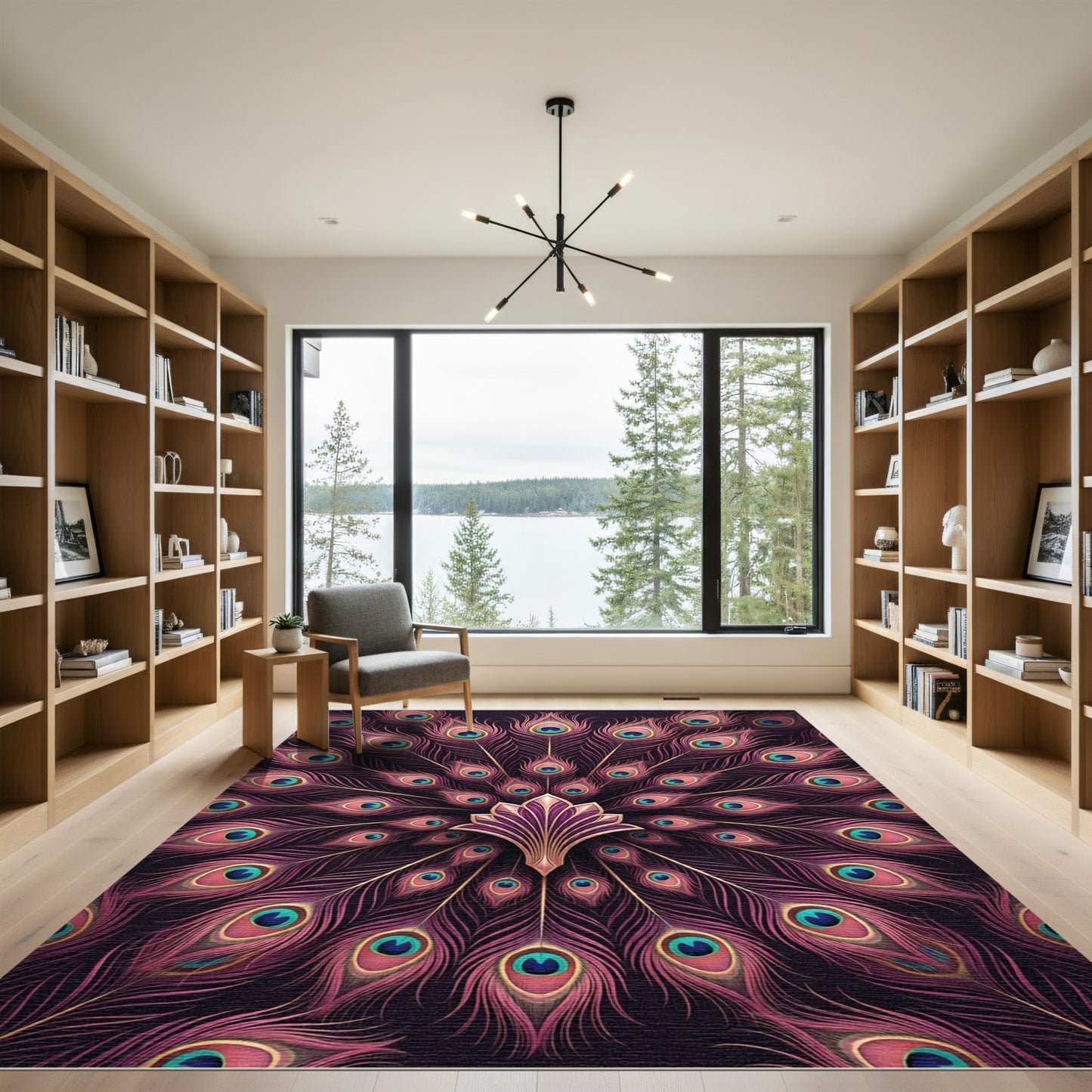 Mauve Peacock Feather Radiance Rug