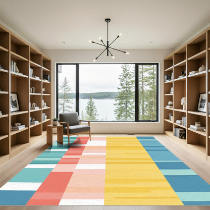 Coastal Geometric Stripe Color Block Rug