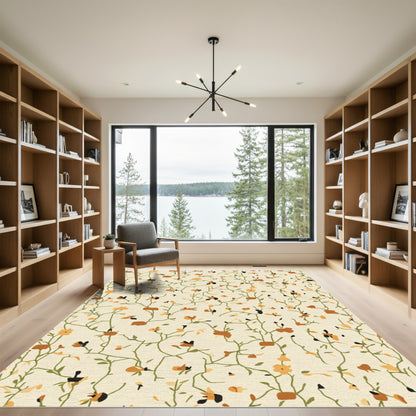 Delicate Tonal Floral Vine Cluster Rug