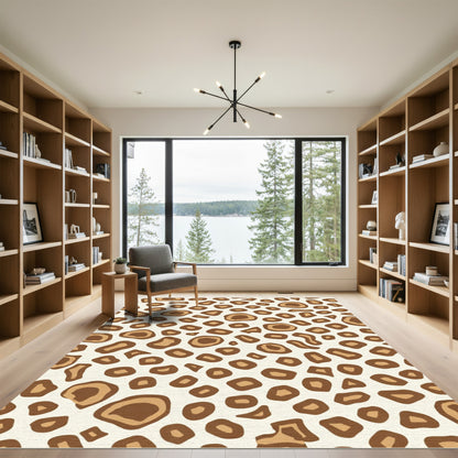Chic Brown Animal Print Spot Rug