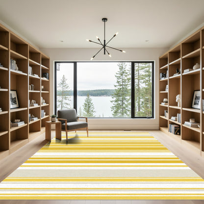 Golden Yellow Horizontal Stripe Accent Rug
