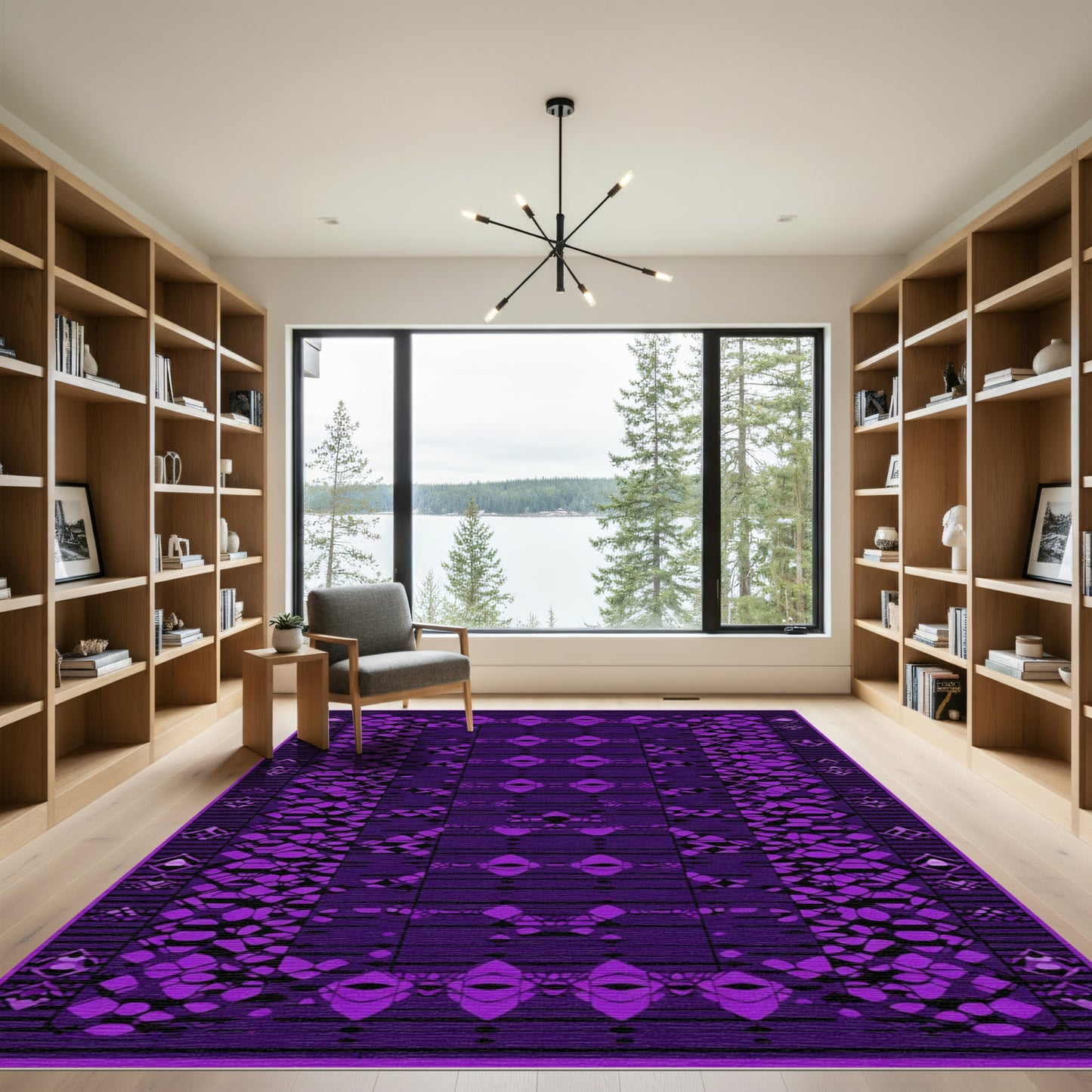 Deep Purple Abstract Geometric Medallions Rug