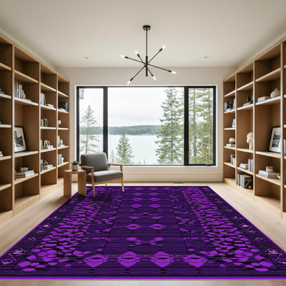 Deep Purple Abstract Geometric Medallions Rug