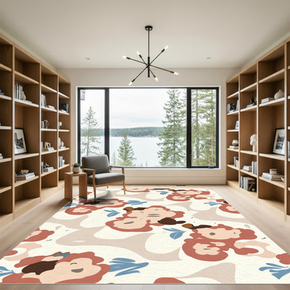 Terracotta Cloud Abstract Floral Rug