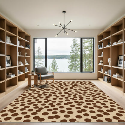 Brown Dispersed Circles Scattered Pattern Rug