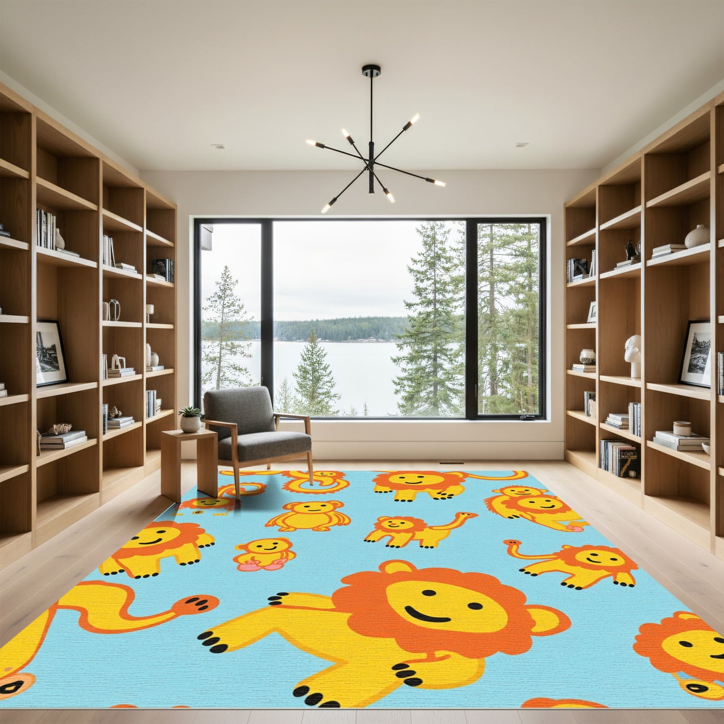 Happy Yellow Lion Cub Collage Rug