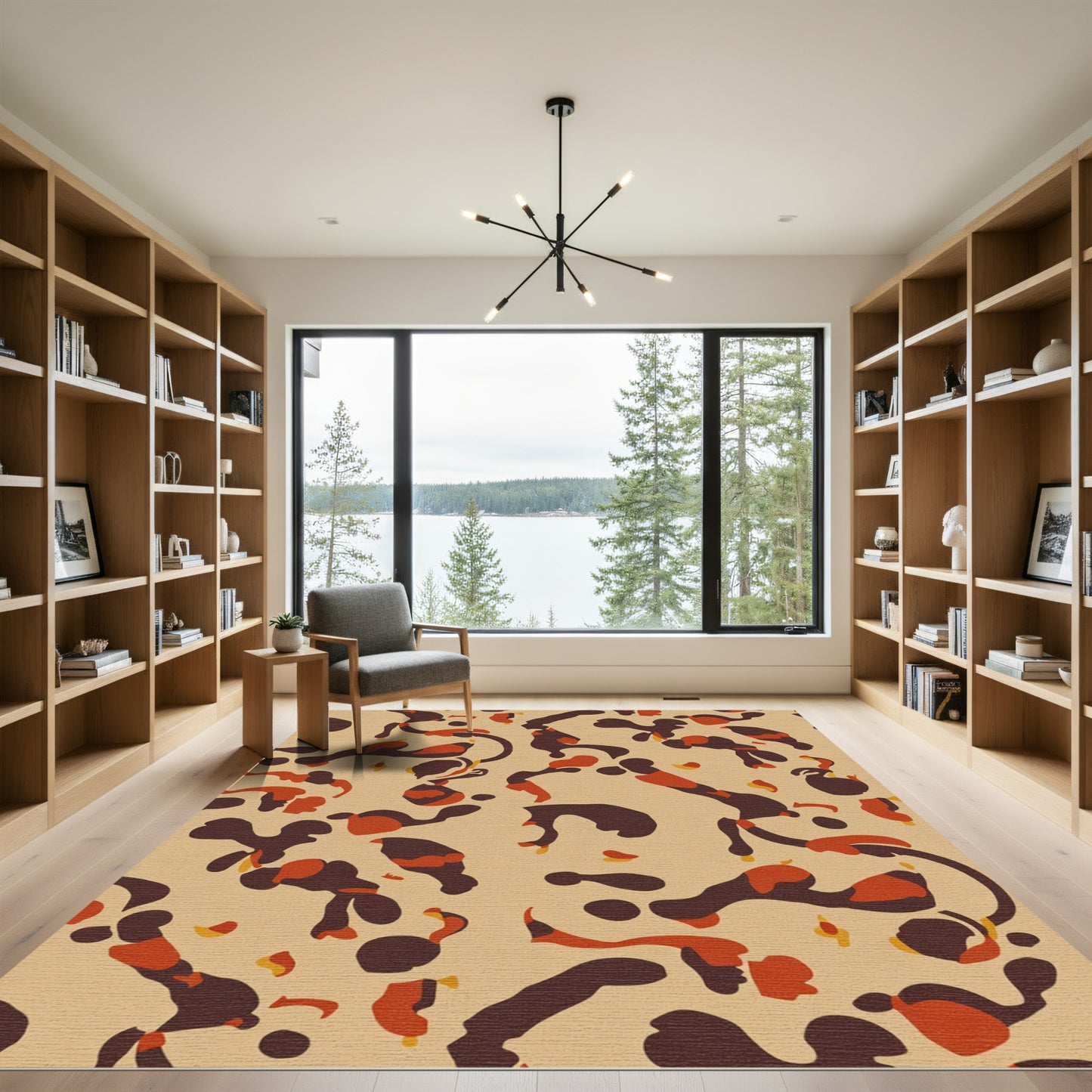 Taupe Orange Brown Amorphous Organic Rug