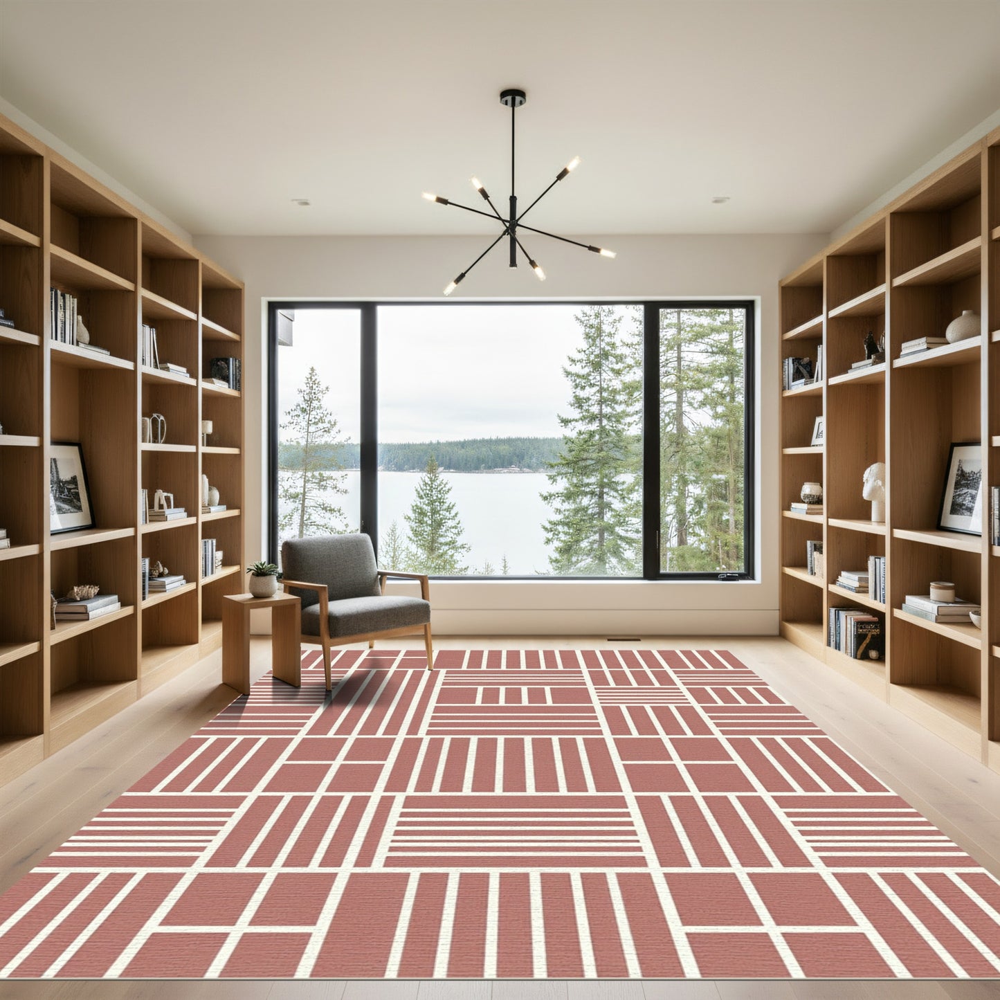 Terra Cotta Grid Composition Rug
