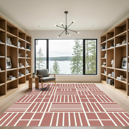 Terra Cotta Grid Composition Rug