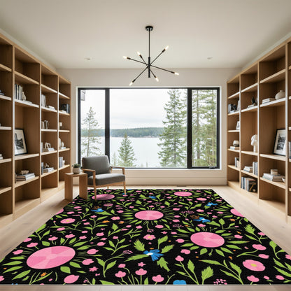Pink Sunburst Floral Garden Rug