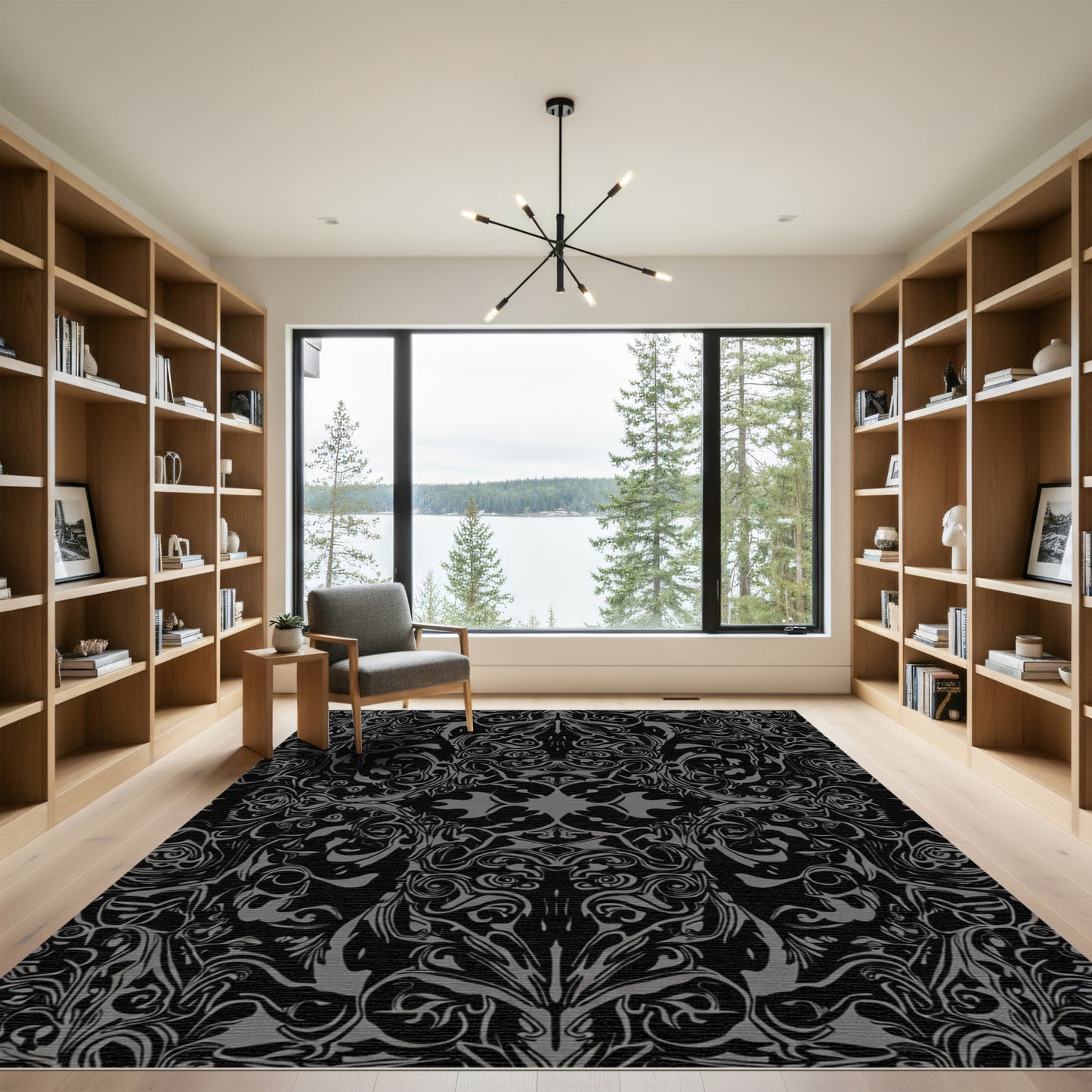 Dark Slate Gray Ornamental Swirl Rug