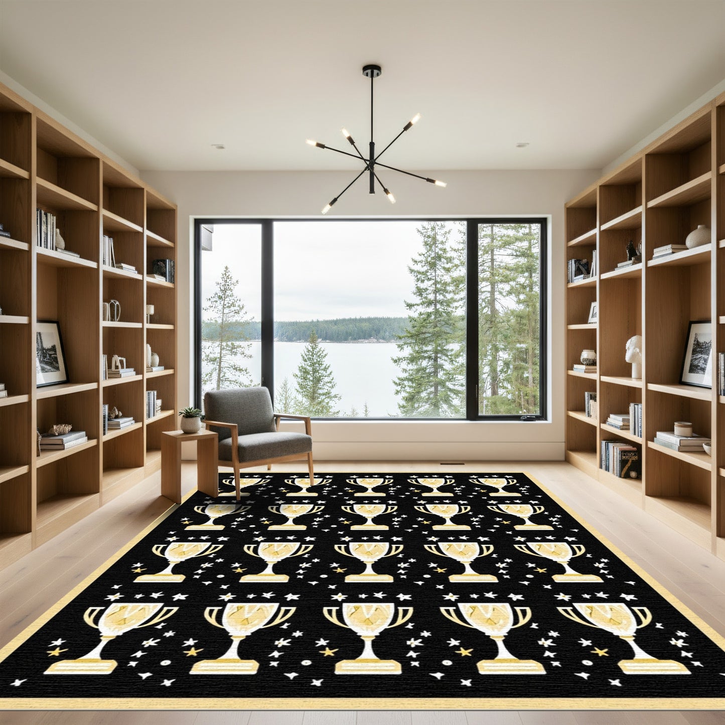 Gold Trophy Starry Night Collection Rug