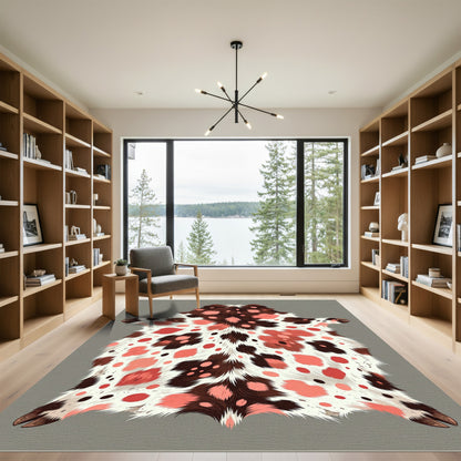 Spotted Hide Red Pink Cow Rug