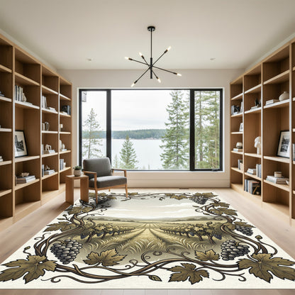 Vineyard Grapes Scrollwork Landscape Rug