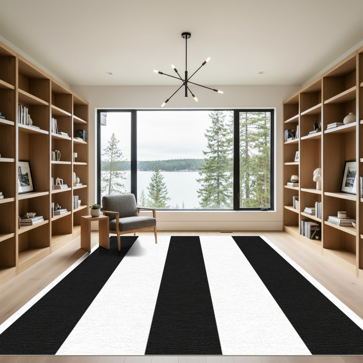 Bold Black Classic Stripe Rug