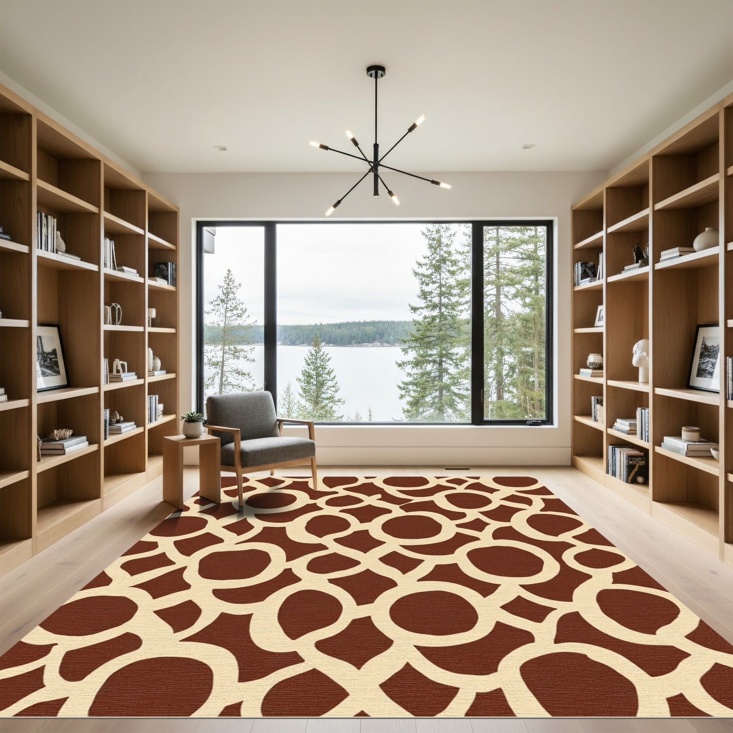 Bold Brown Cream Organic Circles Rug