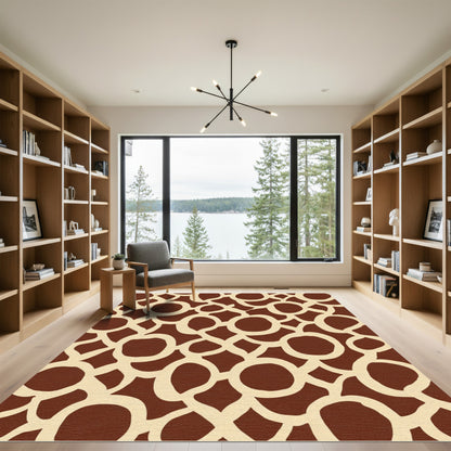 Bold Brown Cream Organic Circles Rug