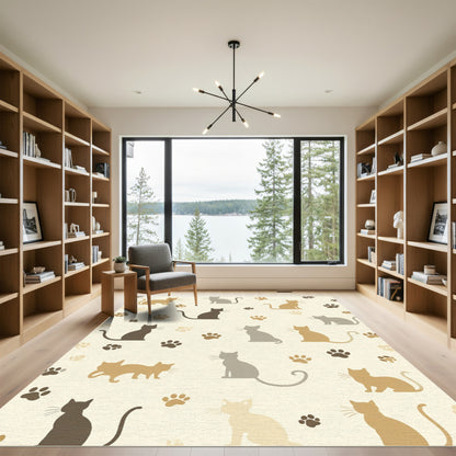 Whimsical Cat Paw Print Collection Rug