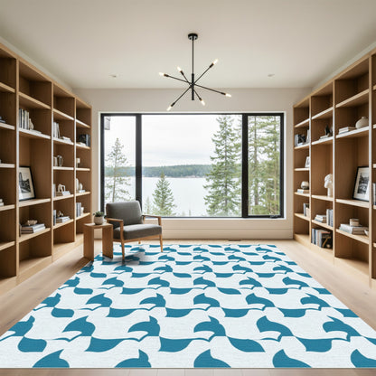 Teal Abstract Wave Harmony Rug