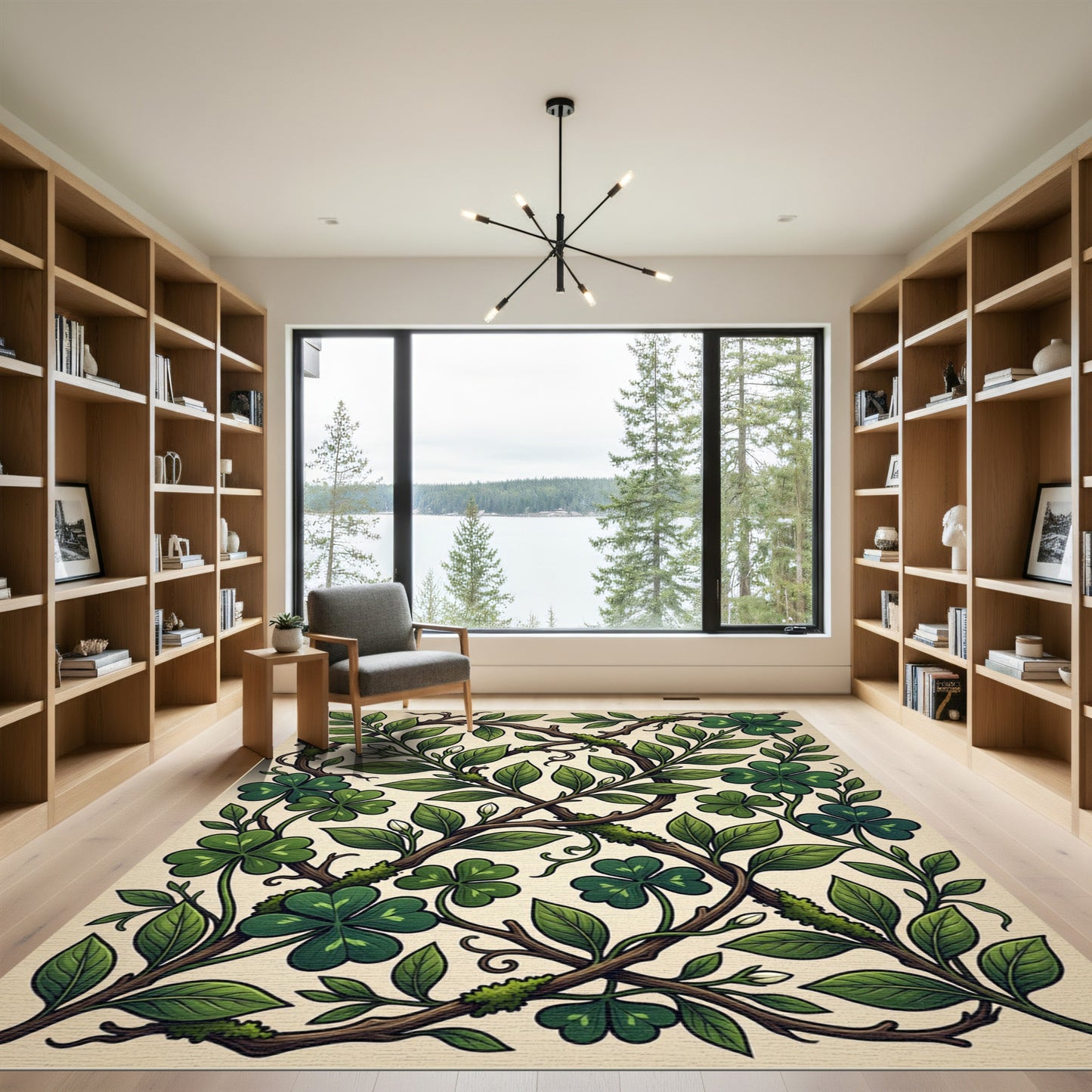 Botanical Emerald Clover and Moss Vine Rug
