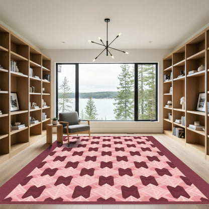 Geometric Diamond Cluster Pink Rug